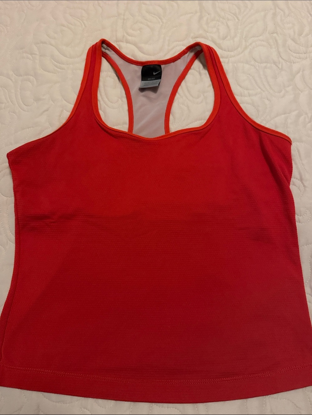 Nike Women's Red Racerback Tank Top with Orange Trim